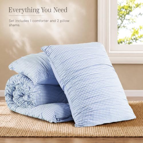 Blue Gingham Queen Size Comforter Sets