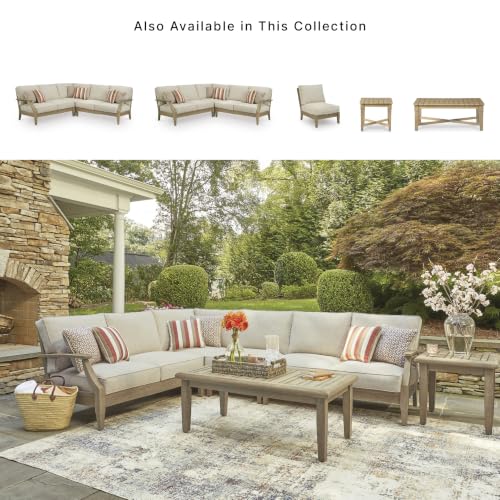 4-Piece L-Shape Outdoor Sectional, Wood, Beige