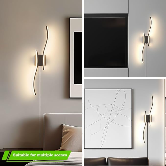 Modern Plug in Wall Sconce Set of 2, 3CCT Adjustable & Memory Function