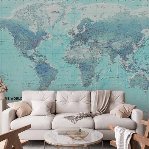 Wall Mural World Map 177x124 in (152.63 Sq Ft)