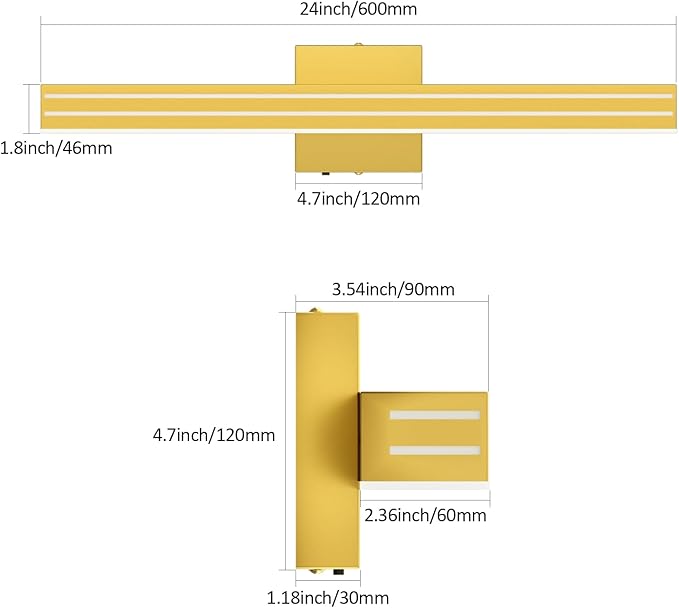 Ralbay 24inch Gold Vanity Light