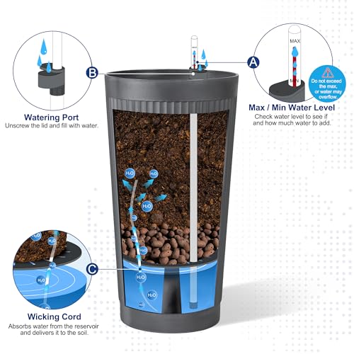 Self Watering Tall Planters Set of 2 (2 Count)