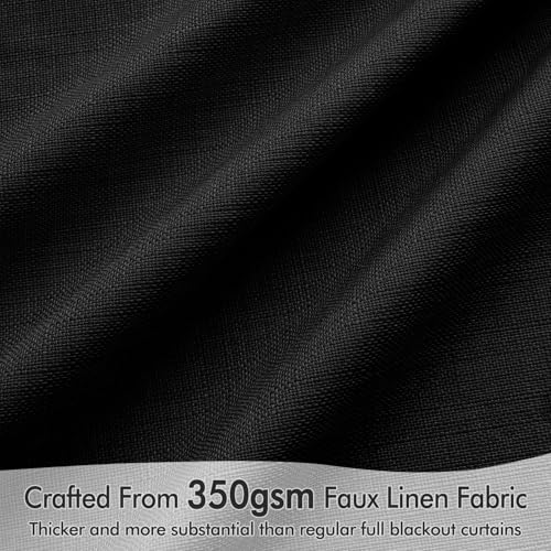 100% Blackout Back Tab Pleat Linen Curtains 50" Wx90 L