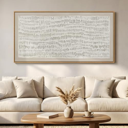 Large Framed Neutral Beige Minimalist Abstract Wall Art