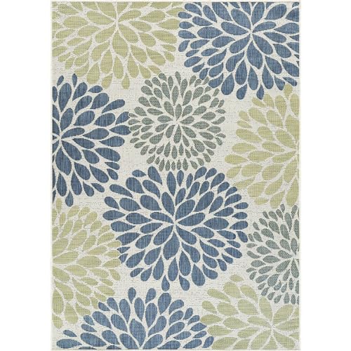 Outdoor Rug 8x10 Modern Exotic Tropical Leaf Area Rugs for Indoor and Outdoor Patio Deck Porch Garden Water Resistant Washable Outside Carpet