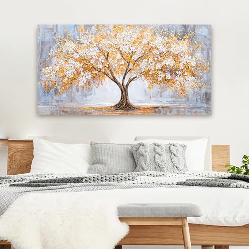 Golden Tree of Life Wall Art Decor Bedroom 24"X48" Botanical Wall Art Print