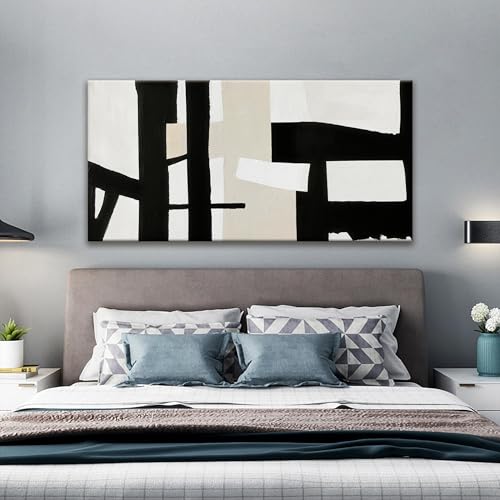 Canvas Art Wall Decor Black White Abstract Wall Art For Living Room Modern Canvas Prints Pictures Black And Grey White Wall Art For Bedroom Hotel Home Wall Decor 24 x 48 Inch