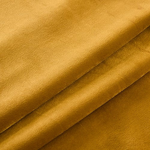 Super Soft Luxury Velvet Set of 2 Warm Yellow Blackout Velvet Energy Efficient Grommet Curtain Panel Drapes Ginger 52Wx63L