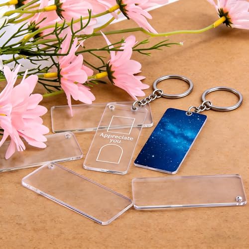 100 Pieces Rectangular Acrylic Blanks for Keychain Names Tags (100 Count)
