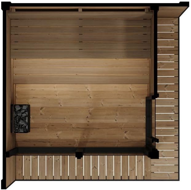 GL6 Outdoor Sauna Kit, Garden Luxury-Series Outdoor DIY Sauna Kit, Thermo-Spruce, up to 6 Persons Bundles (Sauna Heater and Sauna Stones Included) (HIVE MINI 11 WiFi - Black)
