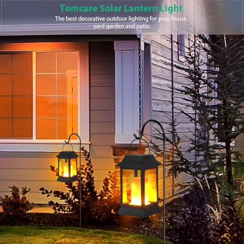 Flickering Flame Solar Lights Outdoor Metal Hanging Lantern (2 Count)