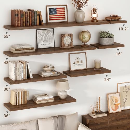 10 Inch Deep Floating Shelves for Wall 48” Set of 2 (2 Count)