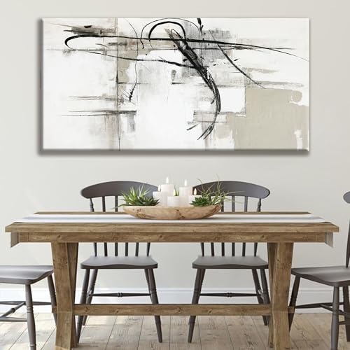 Abstract Wall Art Modern Wall Canvas Decorations Maximalist Black Line Canvas Wall Art Decor Prints Minimalist Large Artwork For Living Room Bedroom Kitchen Office Home Wall Artwork 29"×58"