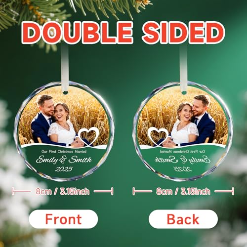 First Christmas Married Ornament 2026 Personalized Wedding Gift for Couples