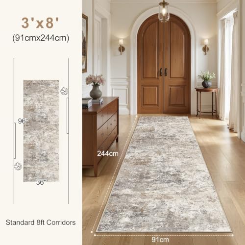 3x8 Washable Runner Rug for Hallway (24 Sq Ft)