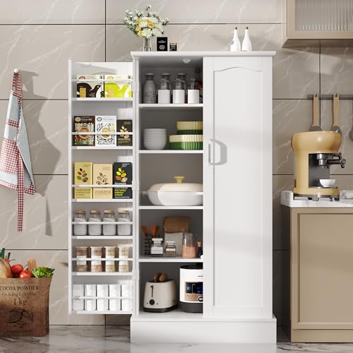 47" Freestanding Kitchen Pantry Cabinet with Adjustable Shelves