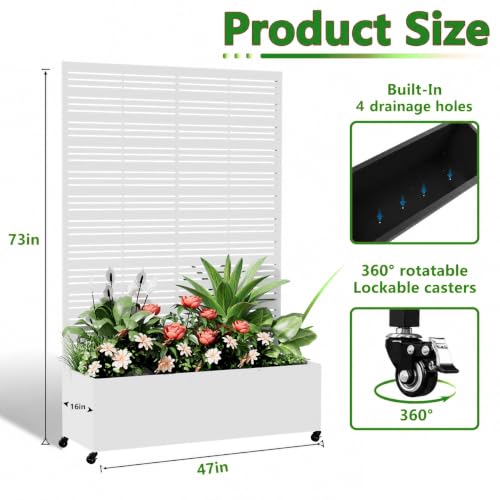 Metal Planter Box with Trellis Privacy Screen