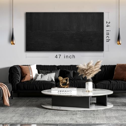 Black Abstract Wall Art for Bedroom 3D Wall Decor for Living Room Modern Painting Wall Decor for Office 24 x 47 Inch