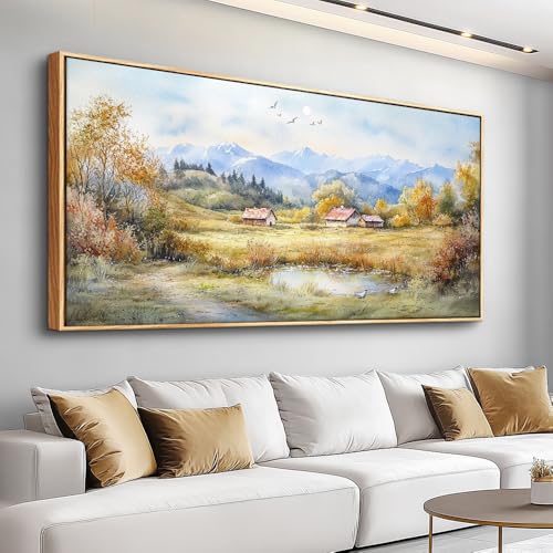 Large Wall Decoration Canvas For Bedroom Wall Art For Living Room Office Decor Rural Landscape Painting Wood Frame Pictures Art Print Farmhouse Restaurant Home Wall Aesthetics 24"x48"