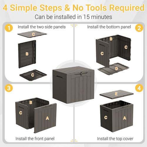 33 Gallon Resin Deck Box All Weather Outdoor Storage Boxes