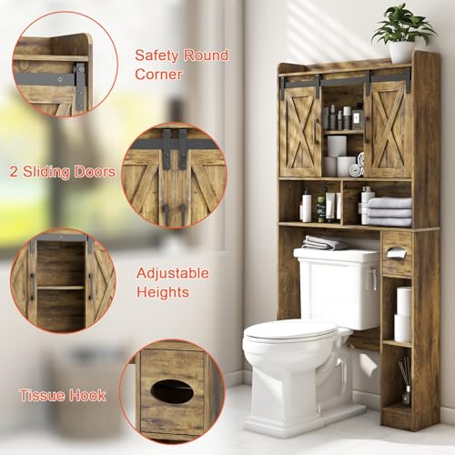 Over The Toilet Storage Cabinet with Sliding Doors