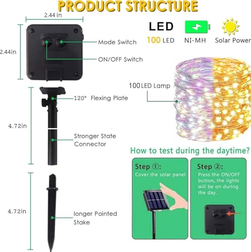 Solar Christmas String Lights Outdoor 2Pack 200LED (2 Count)