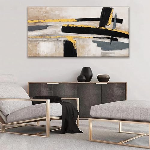 Abstract Wall Art Canvas Wall Art Decor Black And Gold Wall Art Paintings Abstract Wall Decor Artwork For Living Room Bedroom Bathroom Office Home Wall Decor Can Be Hung Directly 24" X 48"