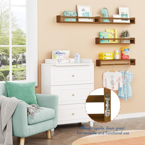 24 Inch Wooden Floating Nursery Book Shelves for Wall (4 Count)