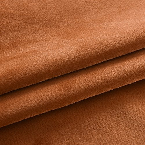 Super Soft Rustic Velvet Decor Blackout Drapes Room Darkening Curtains Panel Metallic Grommet Drapery 52 by 84 Inch Caramel Cafe
