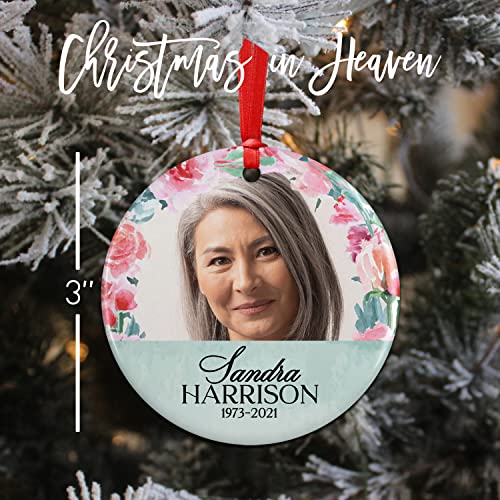Olive Wreath Memorial Christmas Ornament Personalized with Photo
