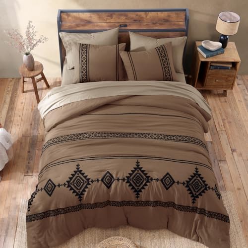 Embroidery California King Comforter Set 7 Pieces Bed in a Bag