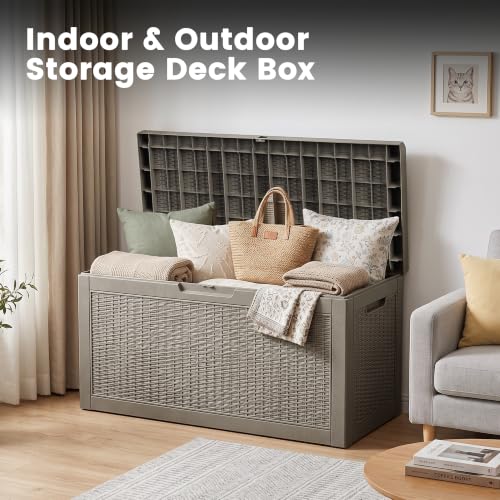 60 Gallon Outdoor Storage Box Waterproof Lockable Resin with Side Handles