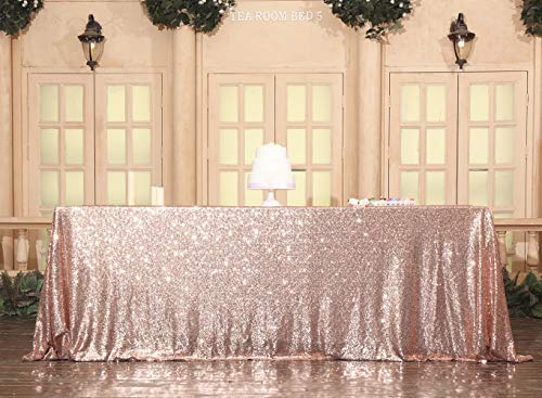 Sequin Tablecloth 50x72 Inch Rose Gold for Wedding Party