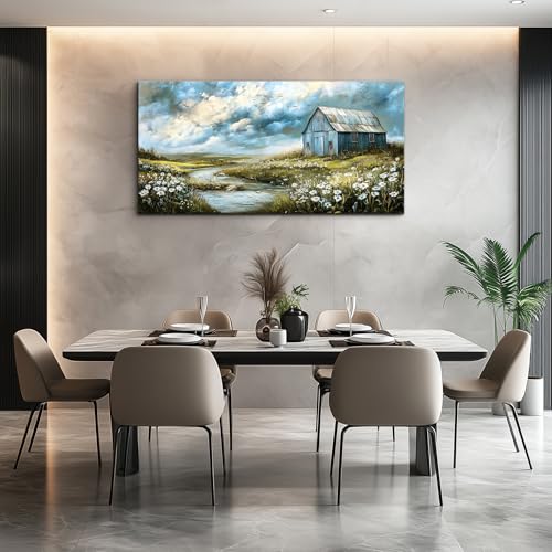 Wall Art For Living Room Gray Canvas Wall Decor For Bedroom Field Scenery Flower Watercolour Painting Restaurant Office Decorations Wall Pictures Printing Artwork Home Decor 20x40 In