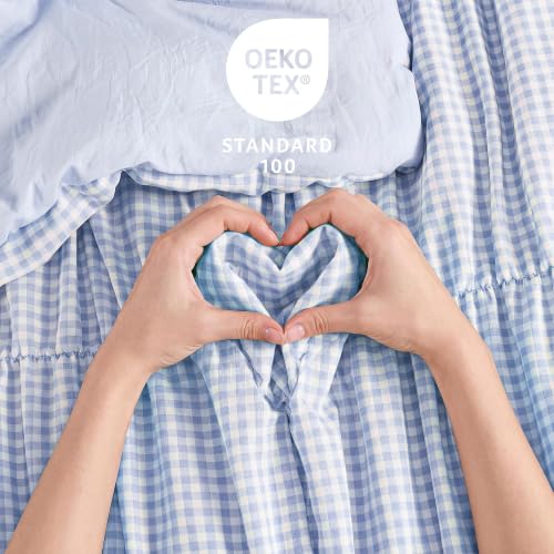 Blue Gingham Queen Size Comforter Sets