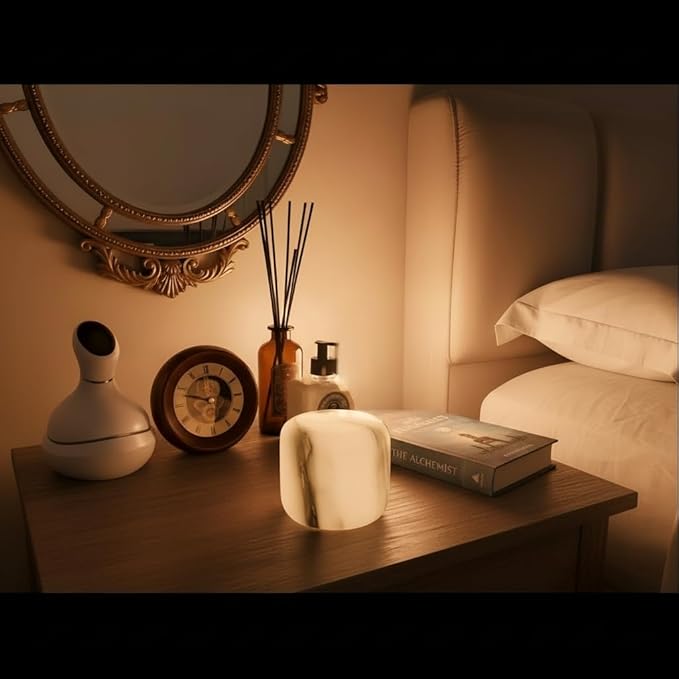 Marble Pattern LED Table Lamp, Touch Bedside Table Lamps Modern Small Lamp