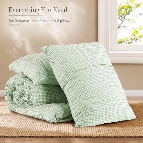 Green Gingham Queen Size Comforter Sets