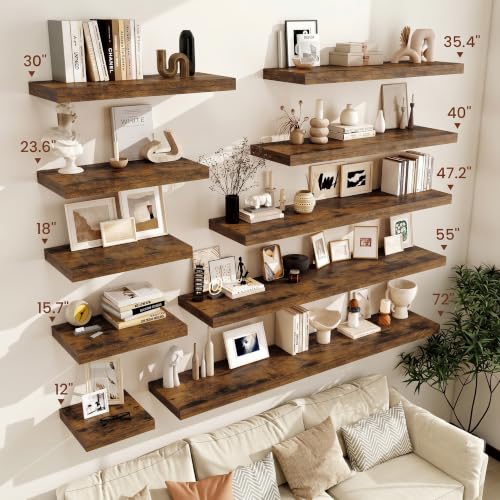 Deep Floating Shelves 55x12” Set of 2 (2 Count)