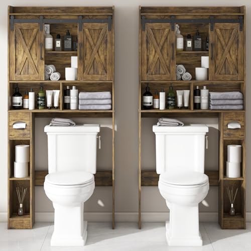 Over The Toilet Storage Cabinet with Sliding Doors
