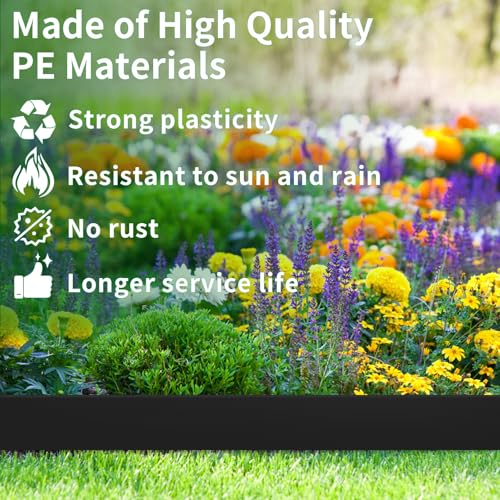 Landscape Edging 1.5in Garden Edging Borders No Dig 33ft (61 Count)