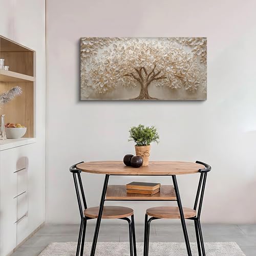 Modern White Wall Art Prints Tree Of Life Canvas Art Wall Decor For Living Room Aesthetic Home Tree Pictures Wall Decor Picture For Bedroom Office Apartment Interior Decoration 20 * 40 Inch