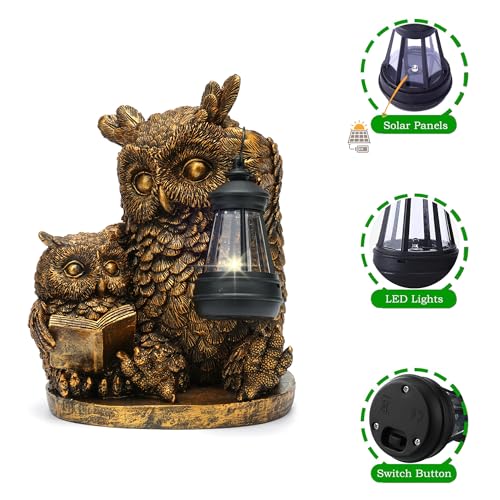 Owl Solar Outdoor Garden Statue Lawn Yard Decor Gifts for Mom
