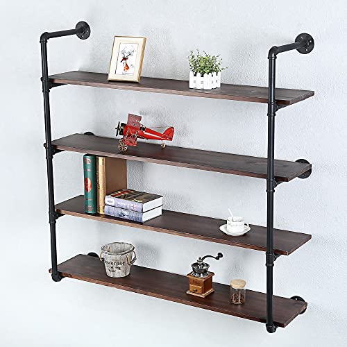 Industrial Pipe Shelves With Wood Planks