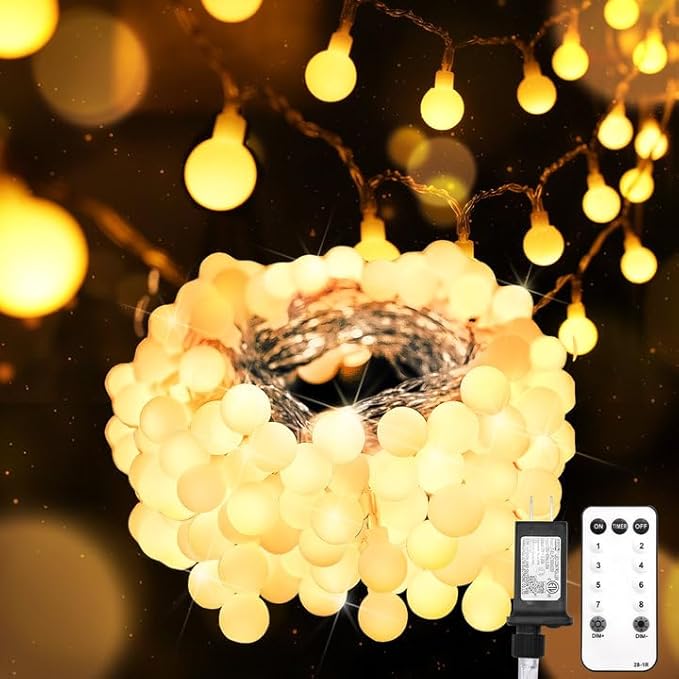 suddus String Lights for Bedroom, 66ft 200 Led Connectable Globe String Lights