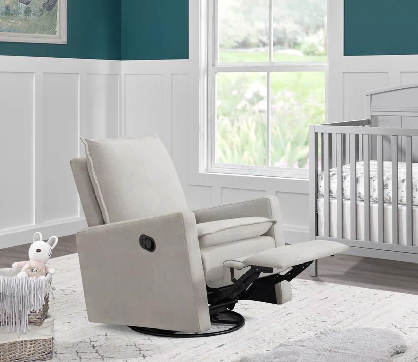 Uptown Upholstered Glider Recliner Rocking Chair 360° Swivel for Nursery and Living Room