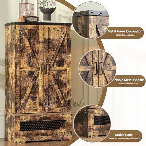 47" Farmhouse Pantry Cabinet with Barn Door & Large Drawer