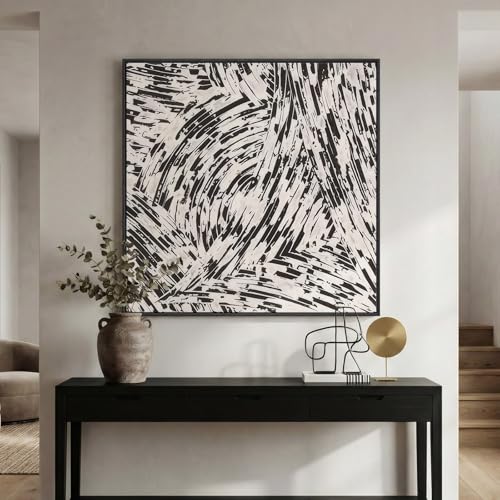 Extral Large Framed Black White Abstract Wall Art for Living Room