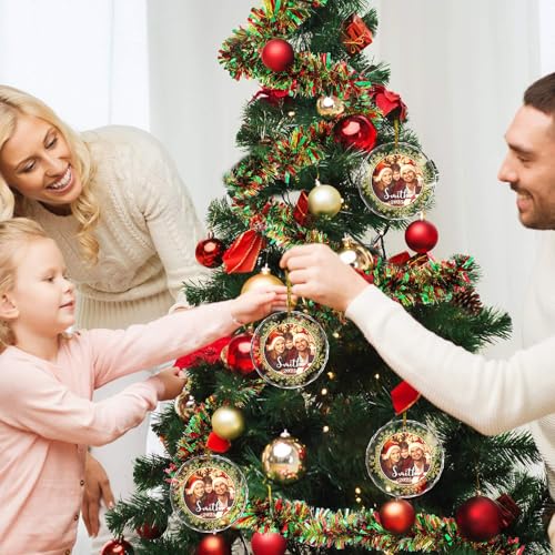 Personalized Family Photo Crystal Ornaments for Christmas