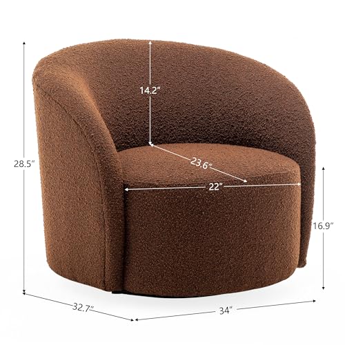 68" Boucle Loveseat Couch with 2 Swivel Barrel Chairs (3 Count)