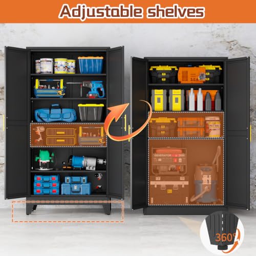 RISRERN Black Metal Storage Cabinet